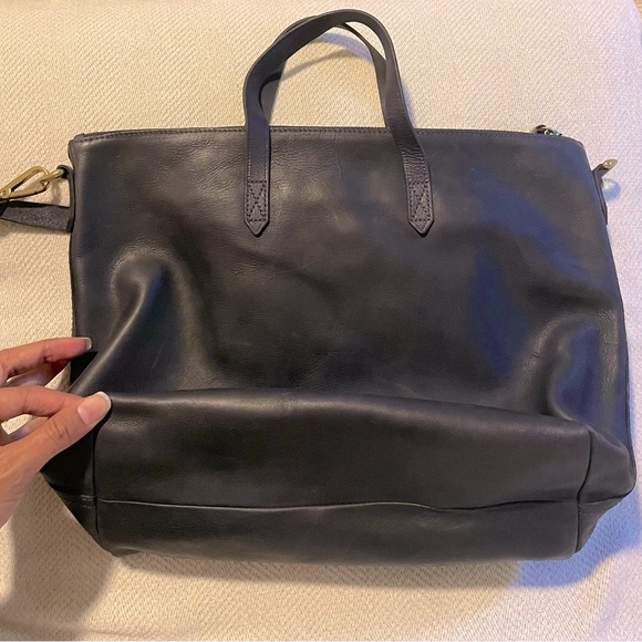 MADEWELL NEW 100% Genuine Leather ‘The Transport’ Ink Blue Zipper Close Satchel - Picture 4 of 8